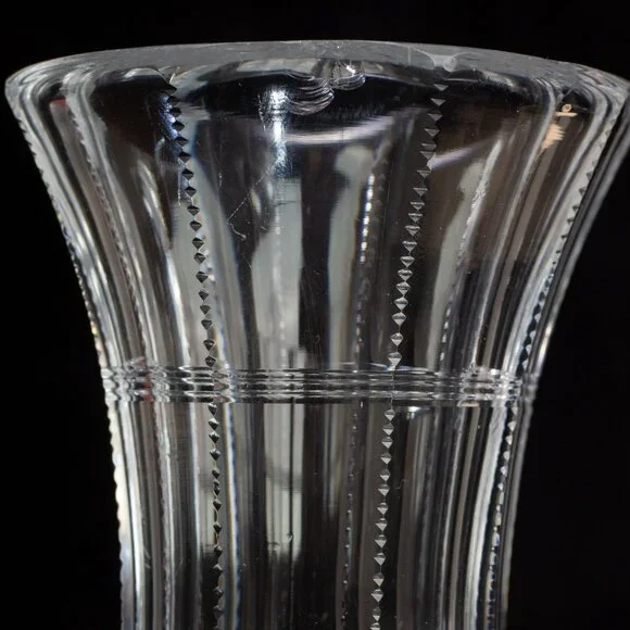 Antique Hand-Cut Crystal Vase With Intricate Starburst & Geometric Patterns - Picture 6 of 9